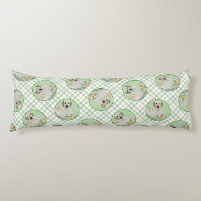 Yellow Labrador Retriever & Tennis Balls Painting Body Pillow (Front)