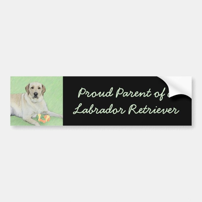 Yellow Labrador Retriever & Tennis Balls Painting Bumper Sticker (Front)