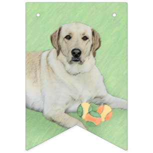 Yellow Labrador Retriever & Tennis Balls Painting Bunting Flags