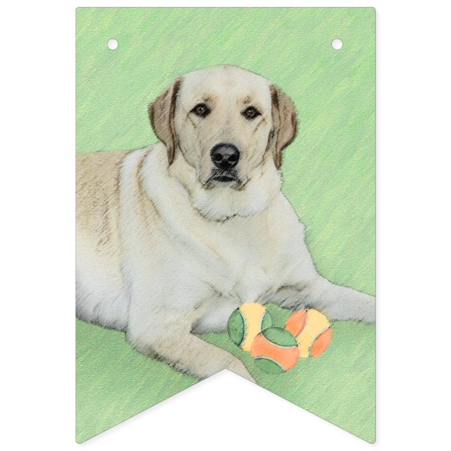 Yellow Labrador Retriever & Tennis Balls Painting Bunting Flags (First Flag)