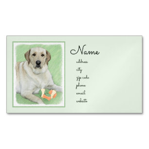 Yellow Labrador Retriever & Tennis Balls Painting Business Card Magnet