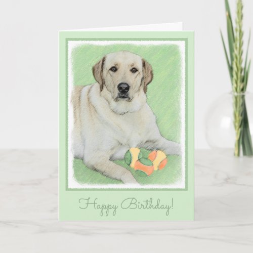 Yellow Labrador Retriever  Tennis Balls Painting Card