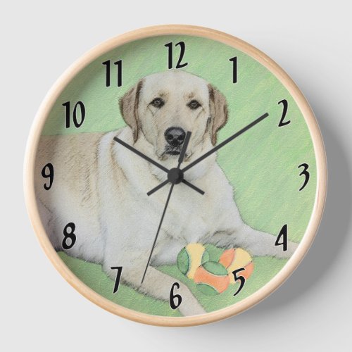 Yellow Labrador Retriever  Tennis Balls Painting Clock