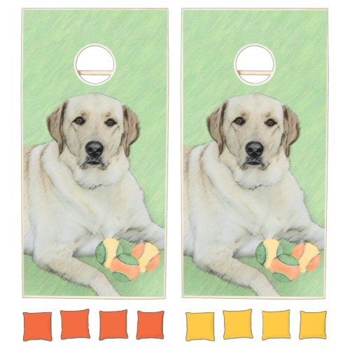 Yellow Labrador Retriever  Tennis Balls Painting Cornhole Set