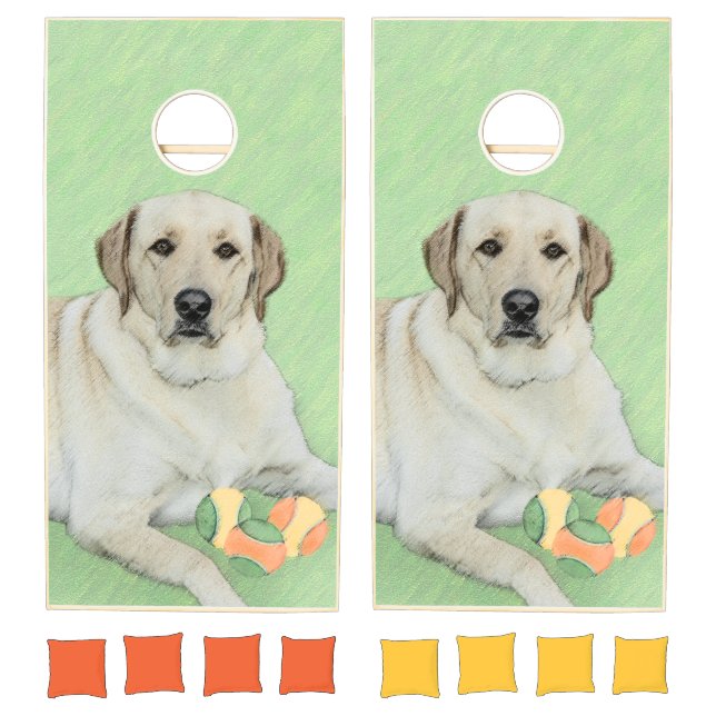 Yellow Labrador Retriever & Tennis Balls Painting Cornhole Set (Set)