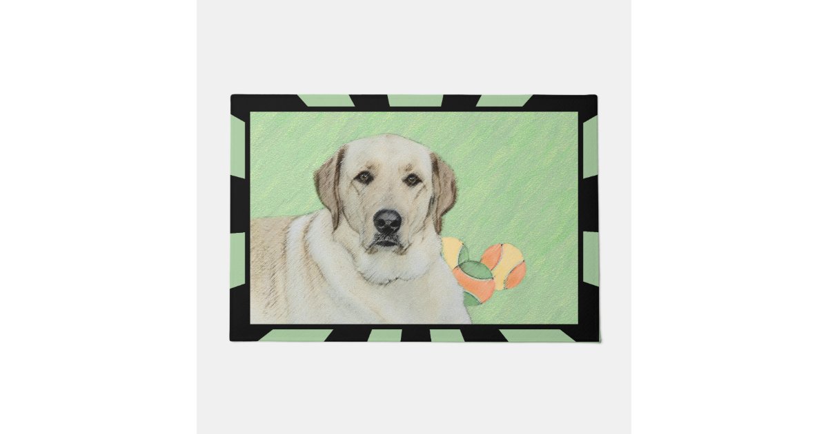 Yellow Labrador Retriever Tennis Balls Painting Doormat Zazzle
