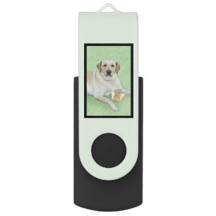 Yellow Labrador Retriever & Tennis Balls Painting Flash Drive