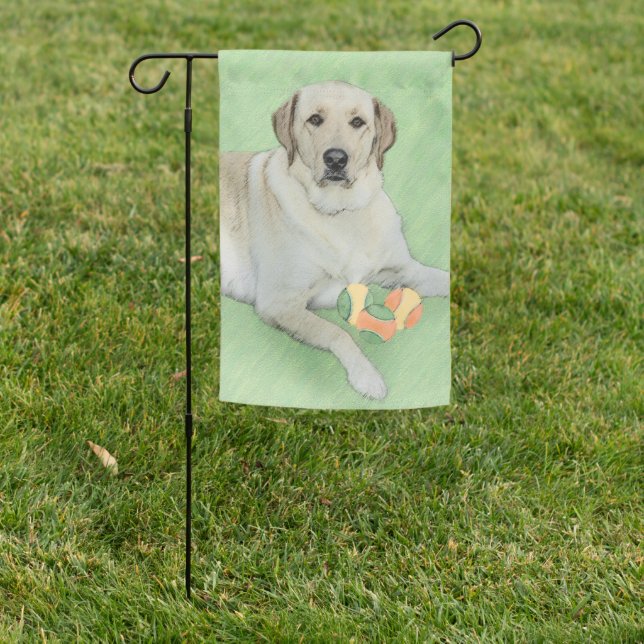 Yellow Labrador Retriever & Tennis Balls Painting Garden Flag (In SItu)