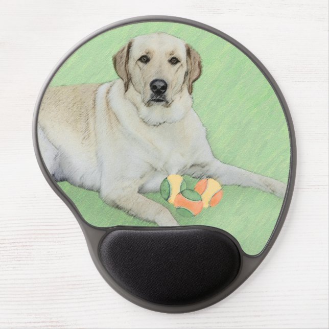 Yellow Labrador Retriever & Tennis Balls Painting Gel Mouse Pad (Front)