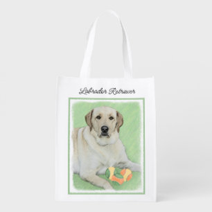 Yellow Labrador Retriever & Tennis Balls Painting Grocery Bag