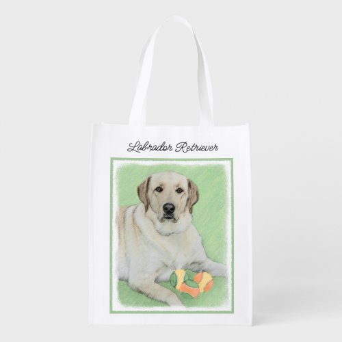 Yellow Labrador Retriever  Tennis Balls Painting Grocery Bag