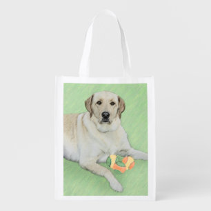 Yellow Labrador Retriever & Tennis Balls Painting Grocery Bag