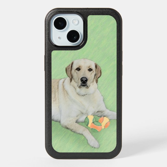 Yellow Labrador Retriever & Tennis Balls Painting iPhone 15 Case (Back)