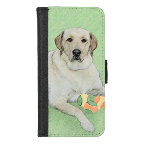 Yellow Labrador Retriever  Tennis Balls Painting iPhone 87 Wallet Case