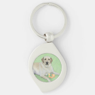 Yellow Labrador Retriever & Tennis Balls Painting Keychain