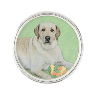 Yellow Labrador Retriever & Tennis Balls Painting Lapel Pin