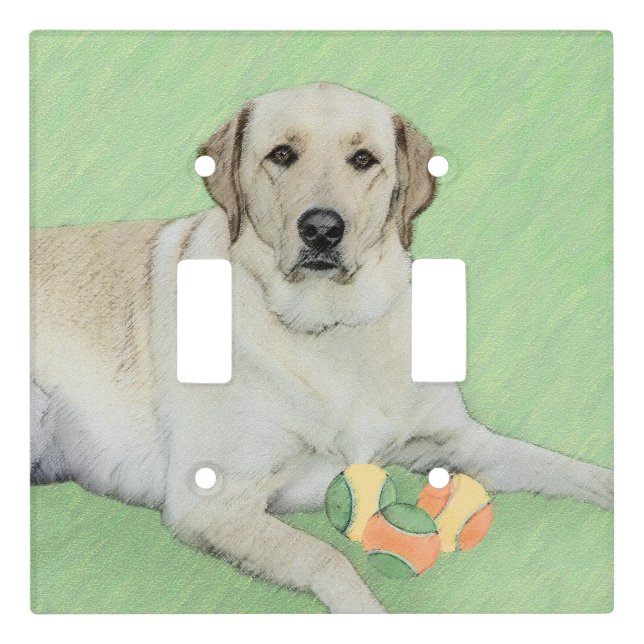 Yellow Labrador Retriever & Tennis Balls Painting Light Switch Cover (Front)