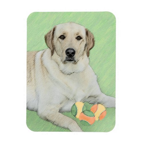 Yellow Labrador Retriever  Tennis Balls Painting Magnet