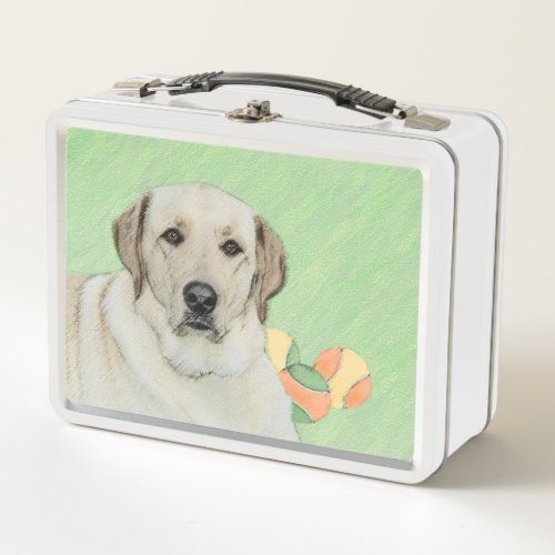 Yellow Labrador Retriever  Tennis Balls Painting Metal Lunch Box