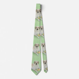 Yellow Labrador Retriever & Tennis Balls Painting Neck Tie