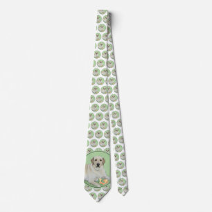 Yellow Labrador Retriever & Tennis Balls Painting Neck Tie