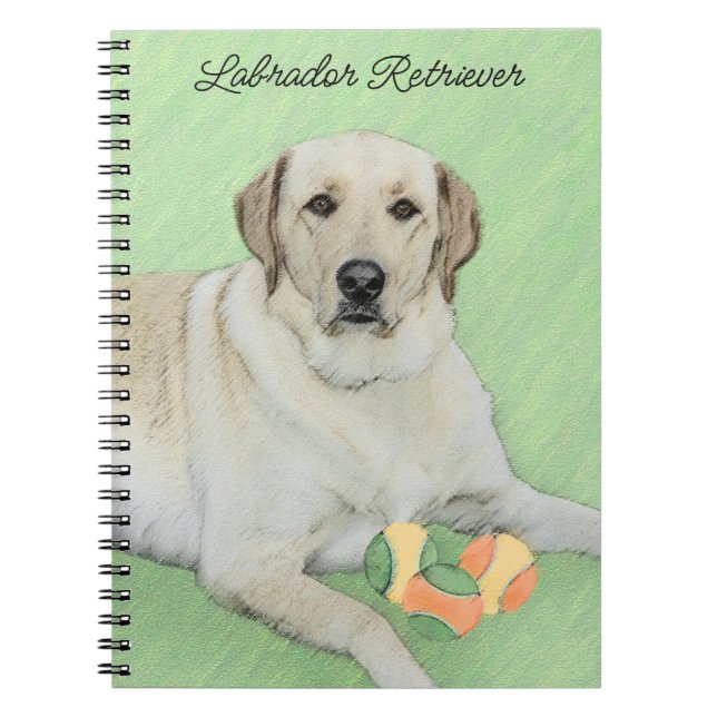Yellow Labrador Retriever & Tennis Balls Painting Notebook (Front)