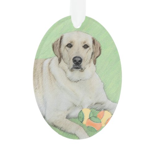 Yellow Labrador Retriever &amp; Tennis Balls Painting Ornament