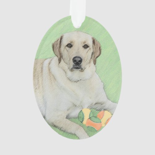 Yellow Labrador Retriever  Tennis Balls Painting Ornament