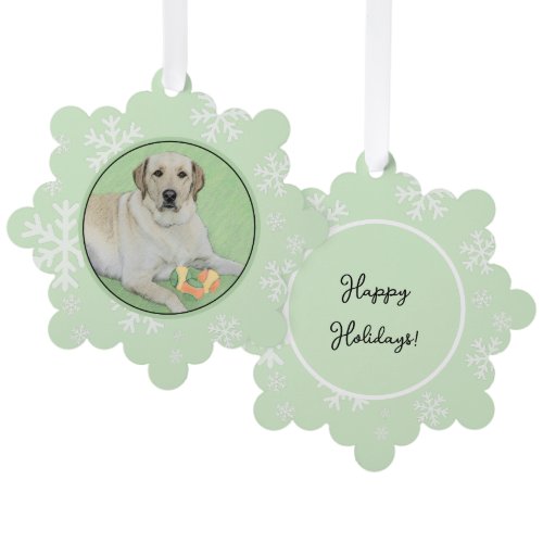 Yellow Labrador Retriever &amp; Tennis Balls Painting Ornament Card