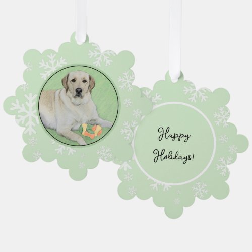 Yellow Labrador Retriever  Tennis Balls Painting Ornament Card