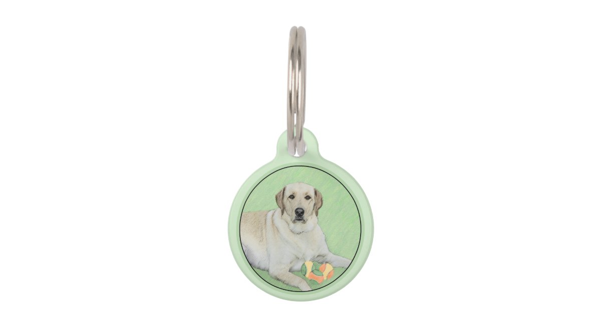 Yellow Labrador Retriever Tennis Balls Painting Pet Id Tag