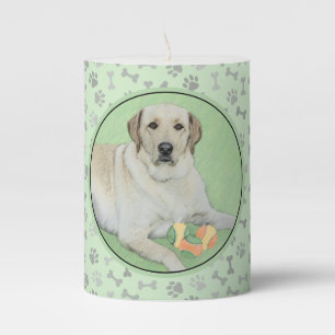 Yellow Labrador Retriever & Tennis Balls Painting Pillar Candle