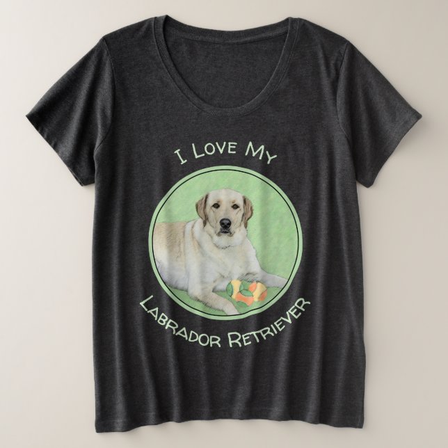 Yellow Labrador Retriever & Tennis Balls Painting Plus Size T-Shirt (Design Front)