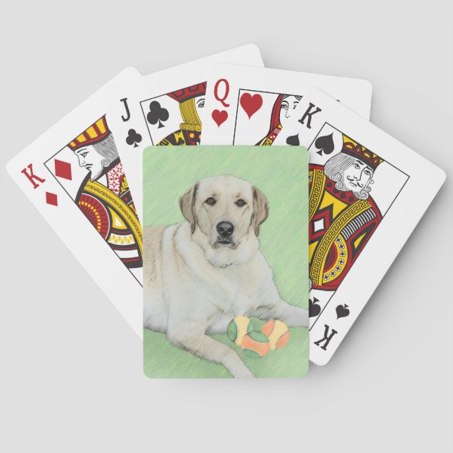 Yellow Labrador Retriever & Tennis Balls Painting Poker Cards (Back)