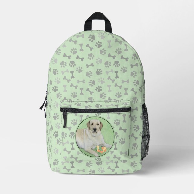 Yellow Labrador Retriever & Tennis Balls Painting Printed Backpack (Front)