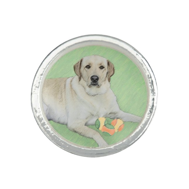 Yellow Labrador Retriever & Tennis Balls Painting Ring (Front)