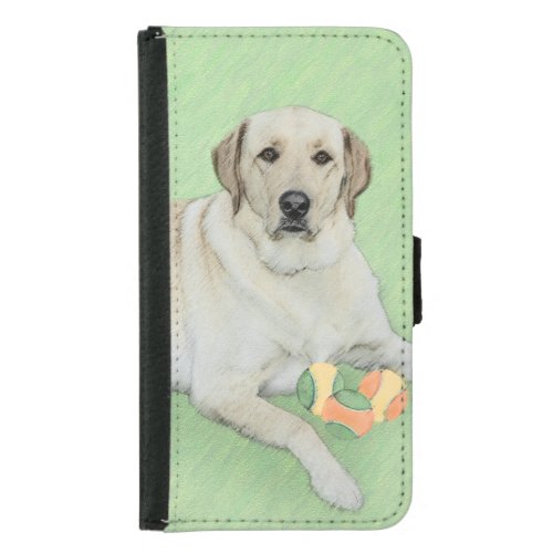 Yellow Labrador Retriever  Tennis Balls Painting Samsung Galaxy S5 Wallet Case