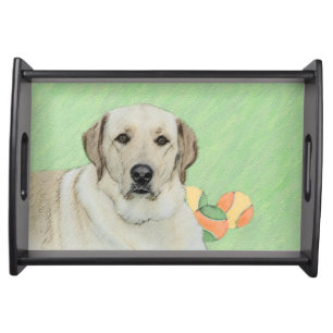 Yellow Labrador Retriever & Tennis Balls Painting Serving Tray