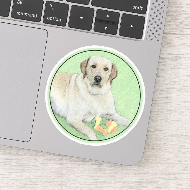 Yellow Labrador Retriever & Tennis Balls Painting Sticker (Detail)