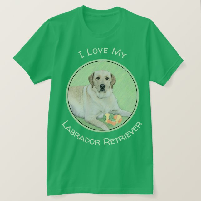Yellow Labrador Retriever & Tennis Balls Painting T-Shirt (Design Front)