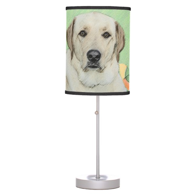 Yellow Labrador Retriever & Tennis Balls Painting Table Lamp (Front)