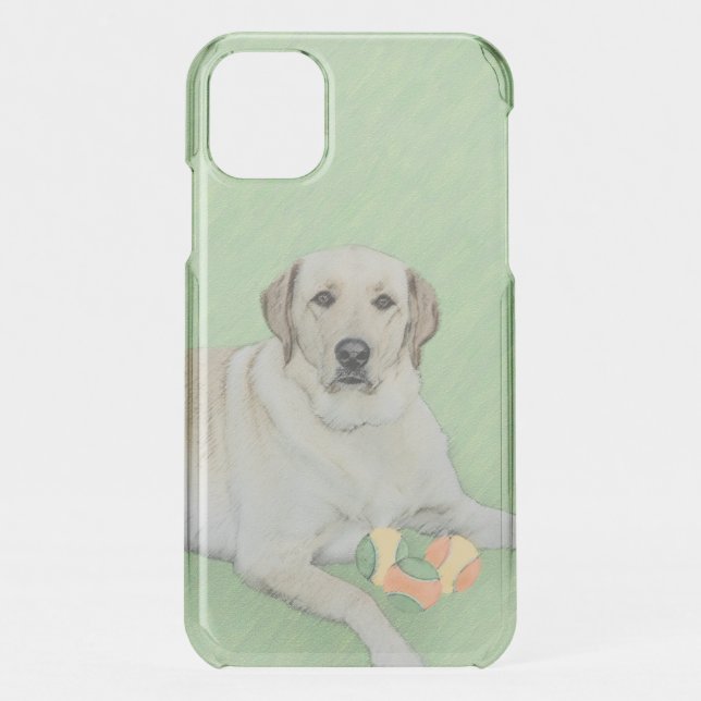 Yellow Labrador Retriever & Tennis Balls Painting Uncommon iPhone Case (Back)