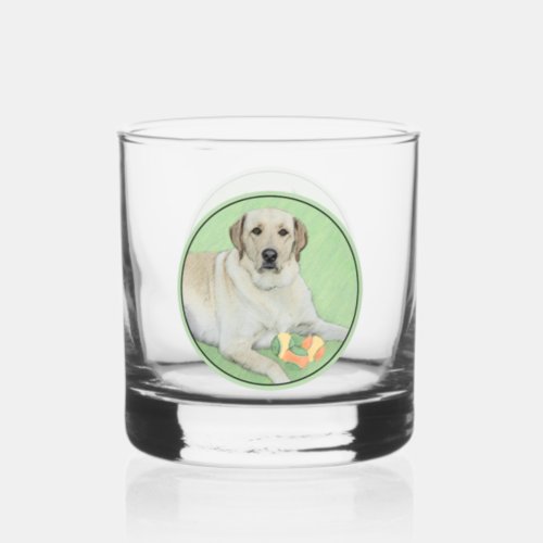 Yellow Labrador Retriever  Tennis Balls Painting Whiskey Glass
