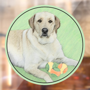 Yellow Labrador Retriever & Tennis Balls Painting Window Cling