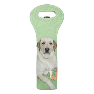 Yellow Labrador Retriever & Tennis Balls Painting Wine Bag