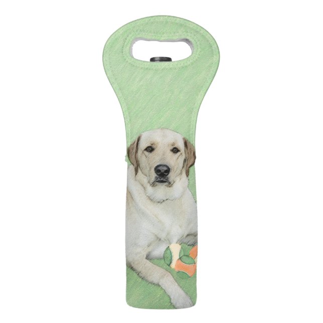 Yellow Labrador Retriever & Tennis Balls Painting Wine Bag (Front)