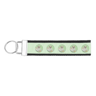 Yellow Labrador Retriever & Tennis Balls Painting Wrist Keychain