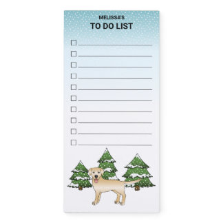 Yellow Labrador Retriever Winter Forest To Do List Magnetic Notepad