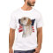 Yellow Labrador Retriever with Flag