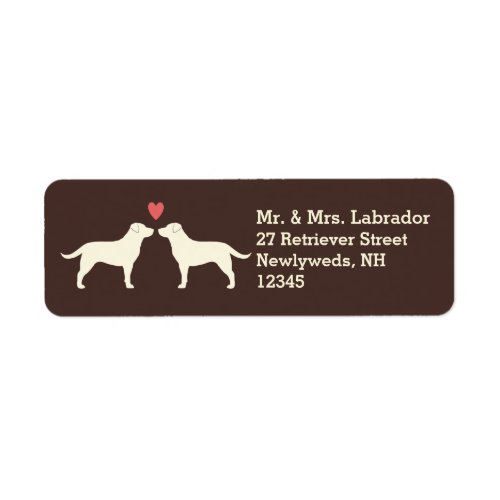 Yellow Labrador Retrievers Dogs with Heart Couple Label